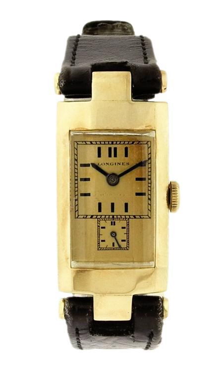 Longines Duo Dial 14k Yellow Gold Art Deco Wristwatch With Faceted Case