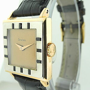 Juvenia Swiss Sapphire, Art-deco, 2 Tone PG & SS Square