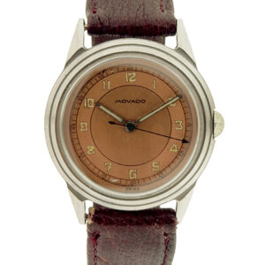 Movado Round Stainless Steel Vintage Wristwatch (Ref 3764) with Champagne Rose Colored Dial