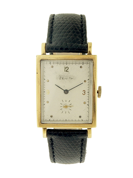 Zenith Rectangular 18k Yellow Gold Vintage Wristwatch