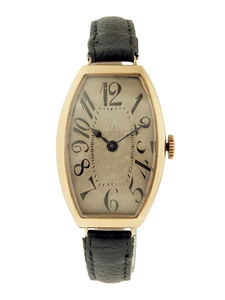 Omega 18k Rose Gold Tonneau Vintage Wristwatch c.1920s