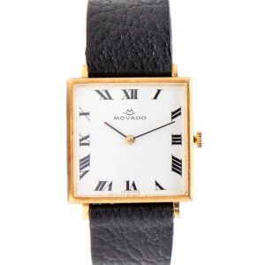 Movado 18k Yellow Gold Square Wristwatch c. 1950s