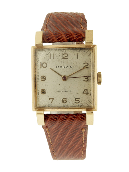 Marvin 14k Yellow Gold Vintage Wristwatch with Sloped Crystal