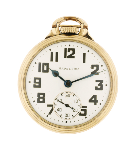 Hamilton 992b 10k Yellow Gold-Filled Open-Face 21 Jewel Railroad Pocket Watch