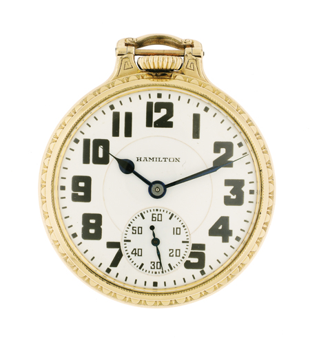 Hamilton 992 10k Yellow Gold-Filled Open-Face 21 Jewel Railroad Pocket Watch