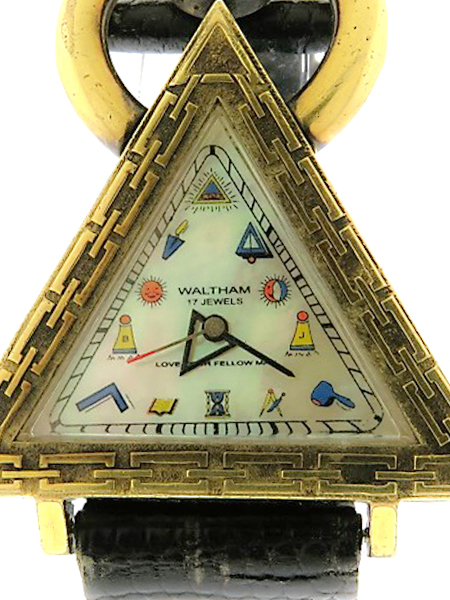 Collectible Waltham Gold Plated Masonic Wrist Watch with Rare Jules Jurgensen Movement