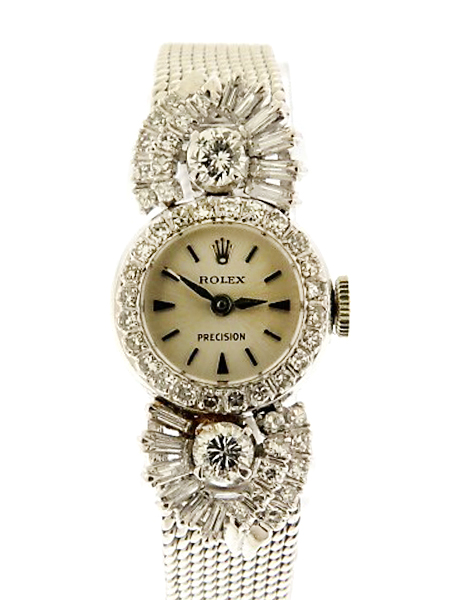 Vintage Rolex (Ref. 8916) 18k White Gold ladies' bracelet watch with 18k White Gold Mesh Bracelet, c. 1950s