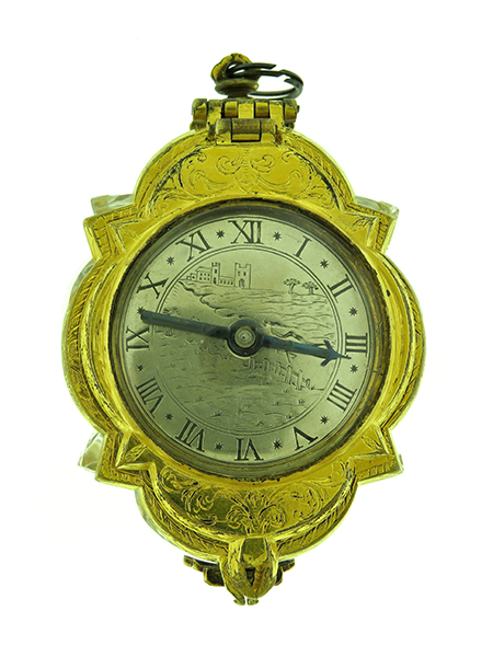 Intricately Detailed Rock Crystal and Gilt Brass Pendant Pocket Watch, c. 1880.