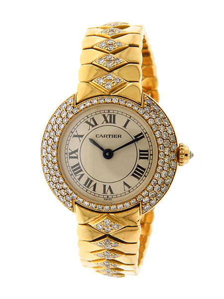 Cartier Ladies' 18k Yellow Gold "Vendome" Bracelet Watch with Diamond Accents