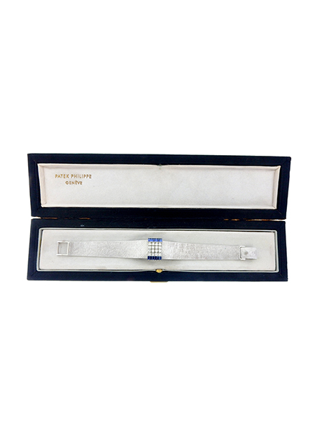 Patek Philippe (Ref. 3319/4) 18k White Gold, Diamond, and Sapphire Ladies Bracelet Watch with Concealed Dial w/ Extract, circa 1967