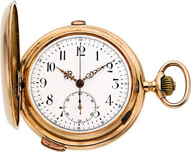 Swiss 14k Gold Quarter Hour "Carillon" Repeater With Chronograph, circa 1890's