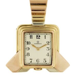 Omega Art Deco 18k Tri-Color Gold Brooch Watch c. 1920