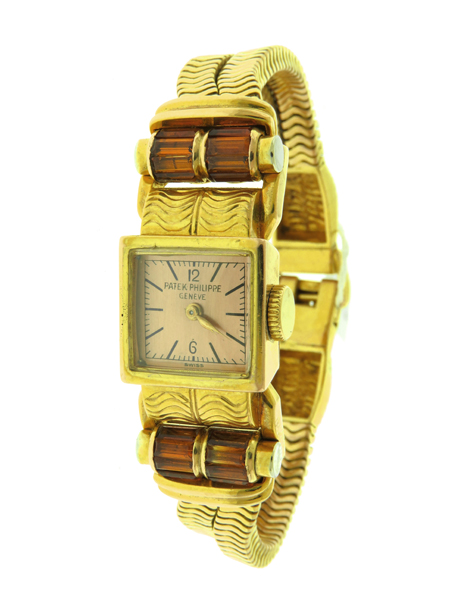 Patek Philippe 18k Yellow Gold and Citrine Ladies' Bracelet Watch, c. 1940s