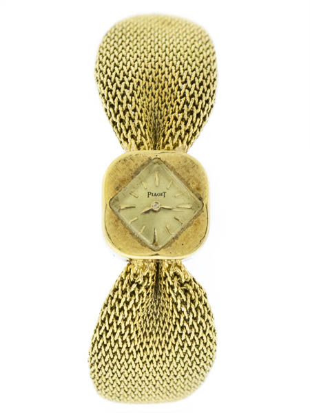 Piaget 18k Yellow Gold Stylized Lady's Bracelet Watch with Back-Wind c. 1960s