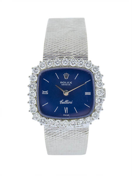 Rolex 18k White Gold "Cellini" Ladies Bracelet Watch with 1.75 Carat Diamond Bezel