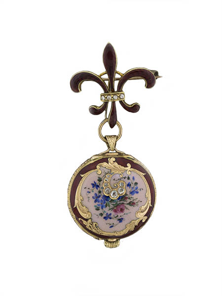 Patek Philippe 18k Pink Gold, Enamel and Diamond Ladies' Pendant Watch with Matching Pendant, c. 1895  with extract