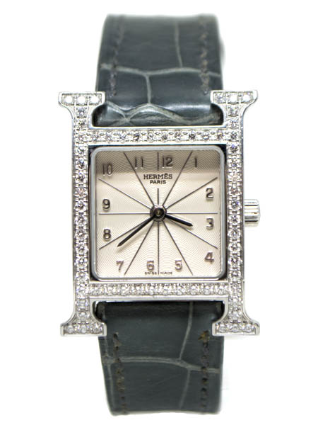 Hermes "H" (Ref HH1.230) Stainless Steel Diamond-Set Small Size Lady's Wristwatch