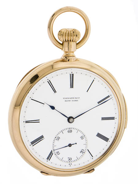 Patek Philippe 18k Pink Gold Open Faced Keyless Lever Minute Repeating Pocket Watch retailed by Tiffany & Co. with extract, c. 1891