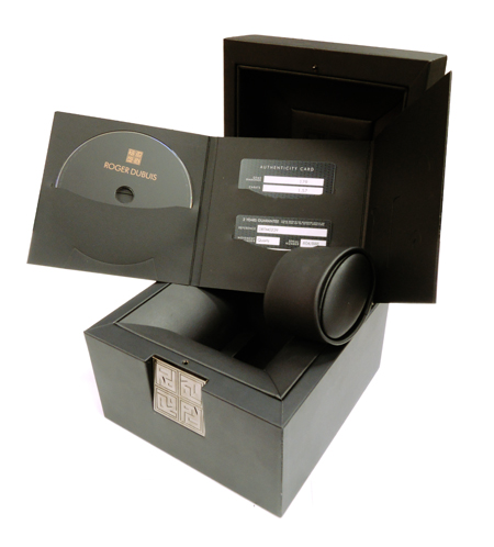 Roger Dubuis Fitted Display Box with Outer Box, Guarantee, Authenticity Card, and Collectors DVD for a Quartz Wrist Watch