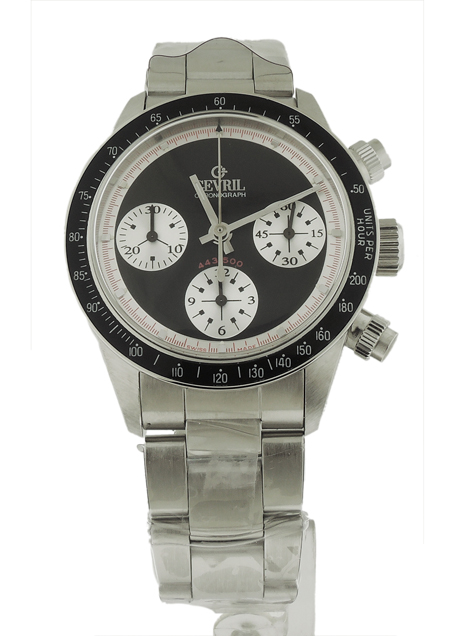 Stainless steel "Chronograph", One of 500 with Black Dial, c.1990's. "Paul Newman" Style dial