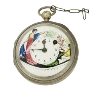 Austrian sterling silver open face pocket watch w/ key wind