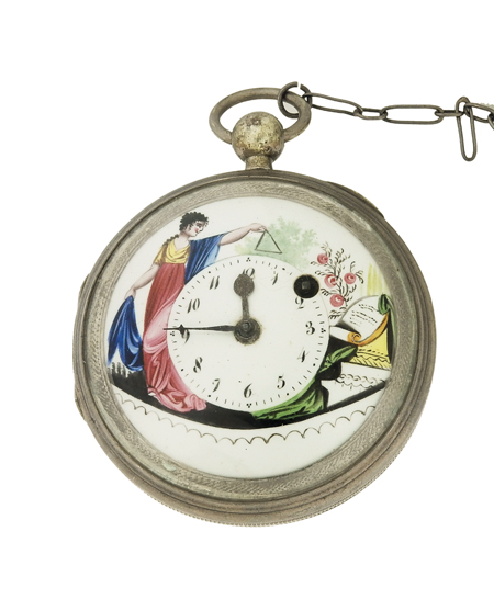 Austrian sterling silver open face pocket watch w/ key wind