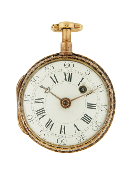 French Fusse Key Wind Pocket Watch, Multicolor 18k Gold Case, Open Face