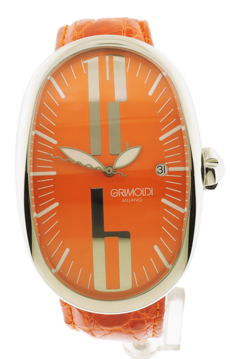 Grimoldi, SS Auto-Date W/Orange Dial, Circa 2000'/Never worn/Complete