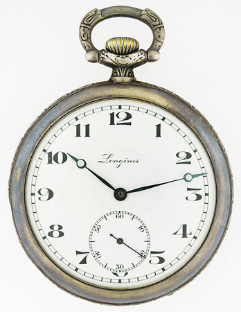 Longines Sterling Silver Open Face Vintage Pocket Watch