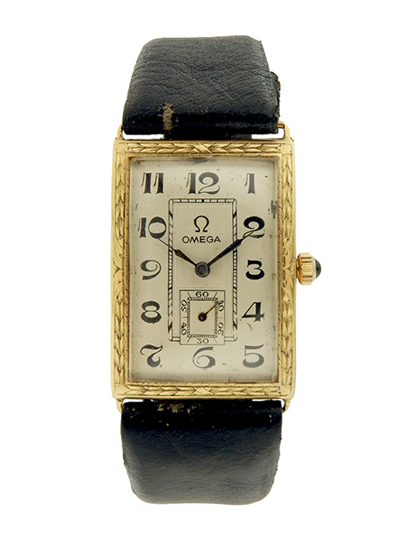 Omega 18k Yellow Gold Large Rectangular Vintage Wristwatch