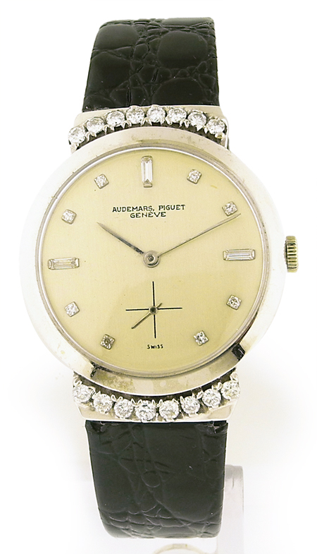 Audemars Piguet 18k WG & Diamond Men's Vintage Wristwatch, After Market Diamond Hoods