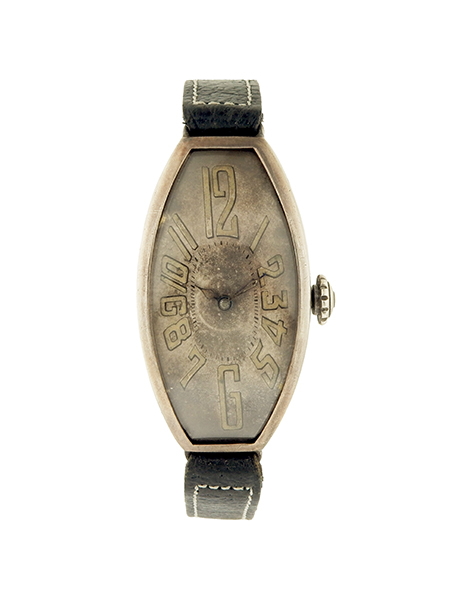 Large Swiss 'Frey Watch Co.' .800 Silver Tonneau Watch, c.1919