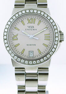 Enigma Stainless Steel & Diamond Mens Bracelet Watch Designed by Gianni Bulgari