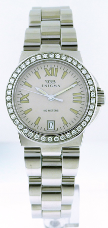Enigma Stainless Steel & Diamond Mens Bracelet Watch Designed by Gianni  Bulgari