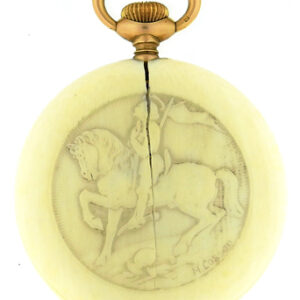 Zenith Chronometre, Engraved Soldier on Horse. Signed by Artist N.Cosson