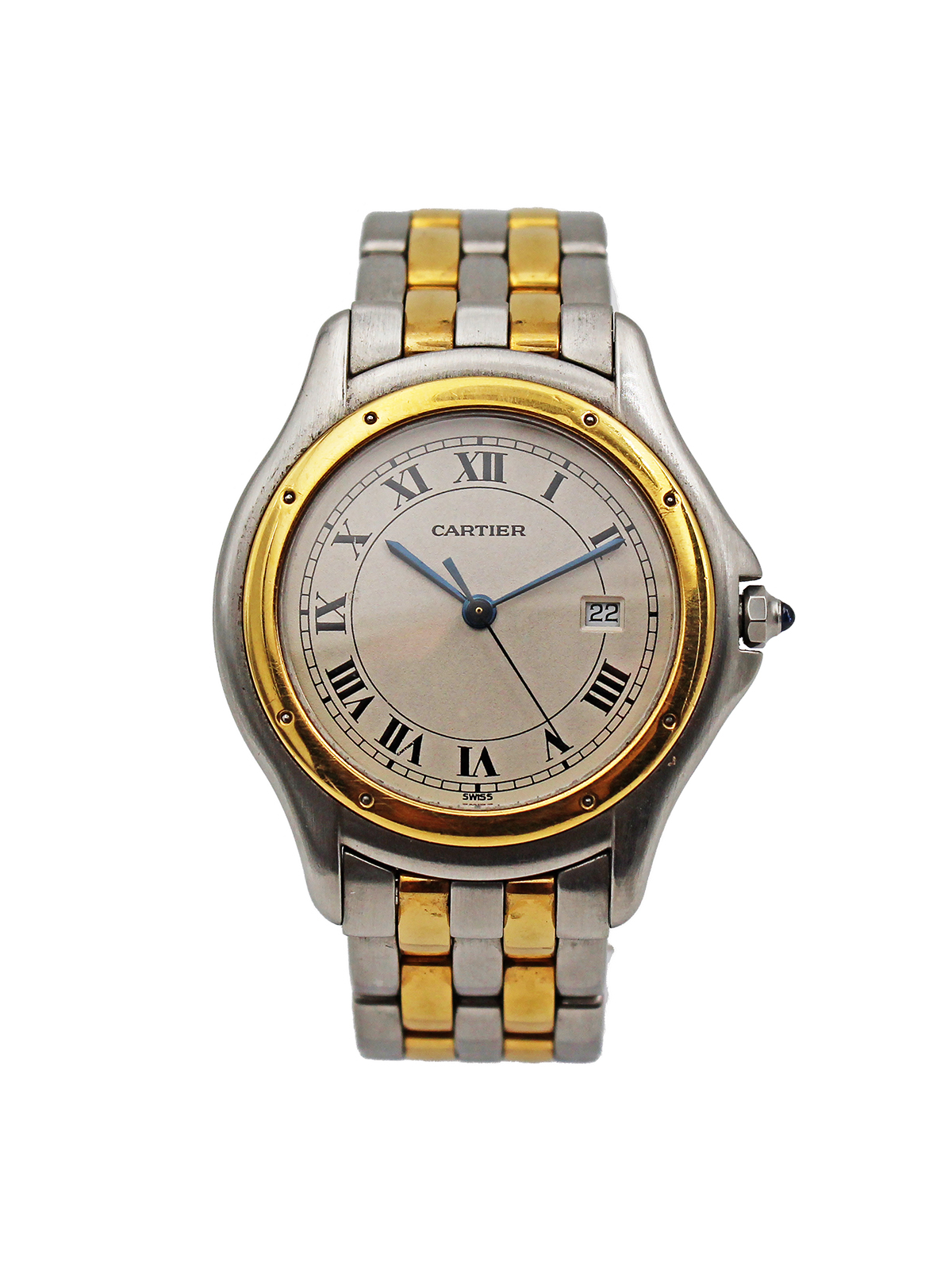 Cartier "Cougar" Stainless Steel & Yellow Gold Bracelet Watch w/ Date c. 1990s, Ref 118 000 R