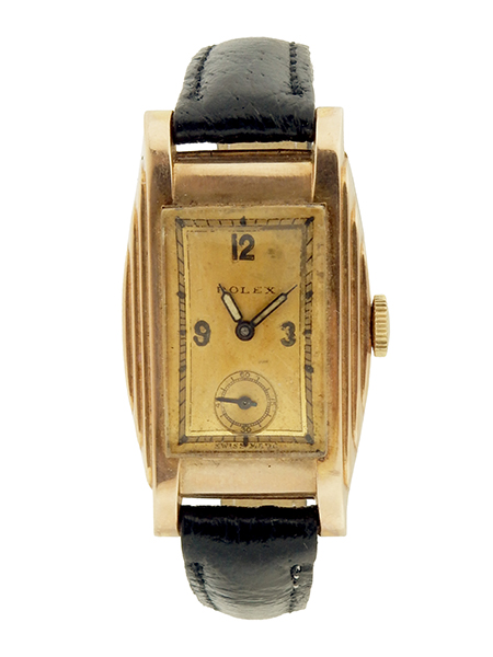 Rolex 9k Yellow Gold Vintage Wristwatch with Stepped Case, c. 1930s