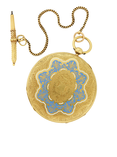 Czapek i Spolka 18k Yellow gold and enamel Open Face Pocket Watch