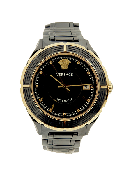 Giani Versace Ceramic Black and Gold Auto-date Bracelet Watch, complete w/ box and papers