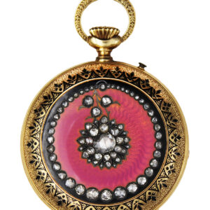 A. Veronesi 18k Yellow Gold, Enamel & Diamond Hunter Pocket Watch for Turkish Market c. 1880s