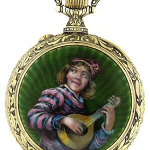 Longines .800 Silver Open Face Pocket Watch w/Enamel Medallion