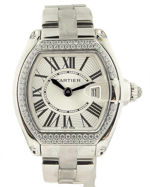 CARTIER, Lady's ROADSTER 18kWG Diamond Bracelet Wristwatch With Diamond Bezel, Manufactured in circa 2007