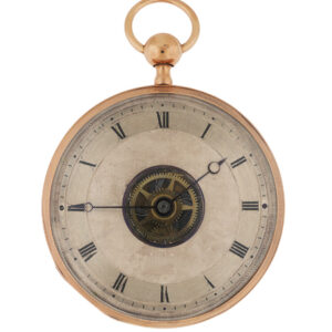 Minute Repeater Gaberel & Dufour 18k Pink Gold Semi-Skeletonized Openface Cylinder Pocket, Circa 1830