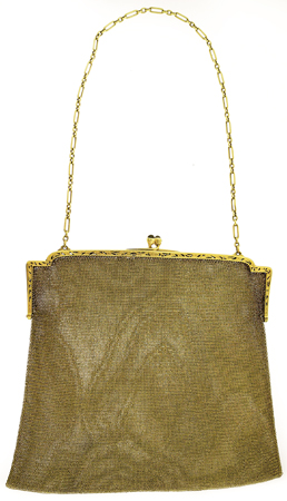 Tiffany & Co 14k Yellow gold mesh purse with open-work frame & chain-link. 161g