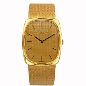 Patek Philippe ‘Galbe’ 18k Yellow Gold Extra-flat Rectangular Bracelet Watch Ref. 3667/4, c. 1970’s