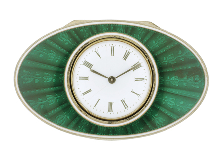 French Gold, Silver, and Enamel Fine and Unusual Snuff Box with Integrated Clock, c.1890