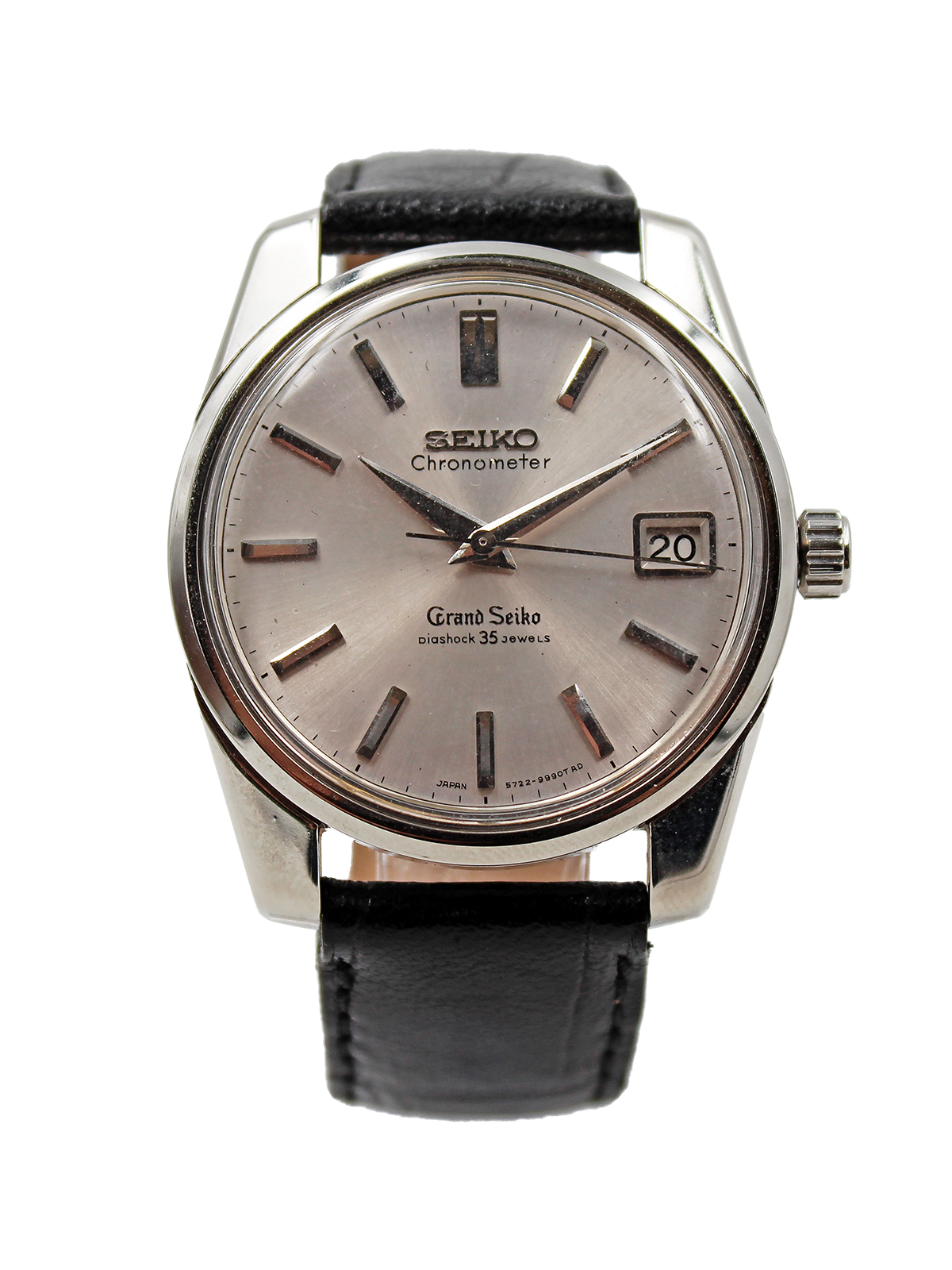 Seiko Rare Stainless Steel "Grand Seiko" Chronometer Wristwatch with Date, c.1970, Ref. 5722-9990