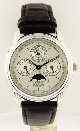 Men's Bucherer Moonphase Perpetual Calendar Platinum Watch