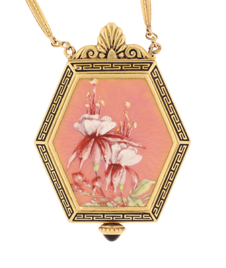 Gubelin 18k Yellow Gold and Enamel Open-Face Art-Deco Pendant Watch with Box