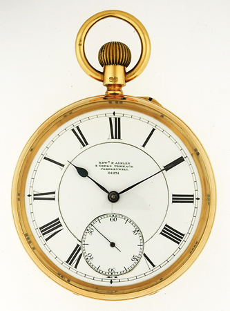 Edward F. Ashley English Open Face 18k Yellow Gold Pocket Watch